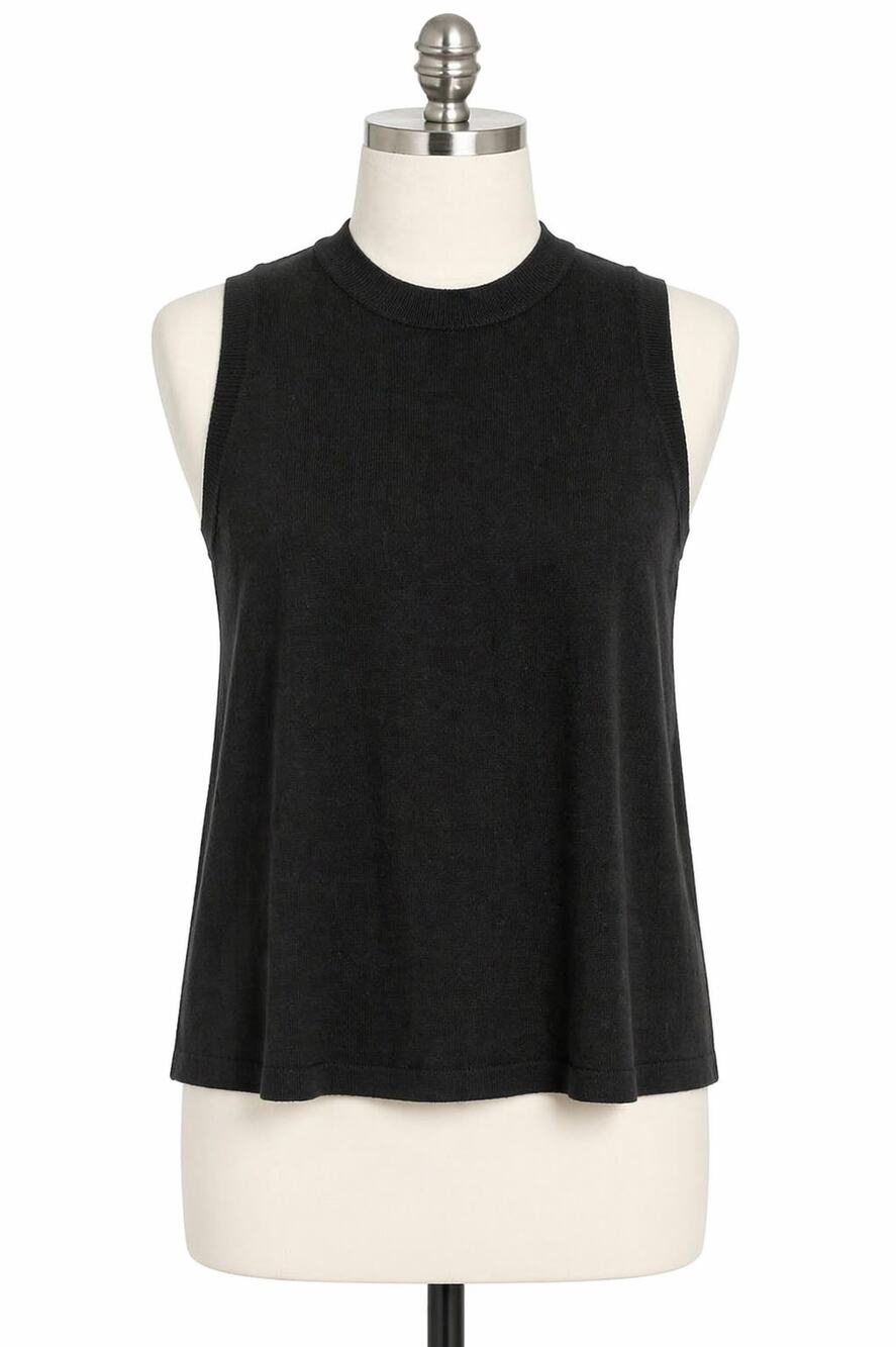 Banana Republic BR Sport High-Neck Sweater Tank | Black Minimal Chic | Size S
